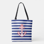Nautical Style Anchor Icon on Stripes Draagtas (Achterkant)