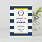Nautical Style Bold Stripes Wedding Kaart (Staand voorkant)