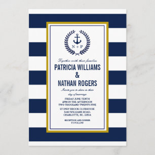 Nautical Style Bold Stripes Wedding Kaart