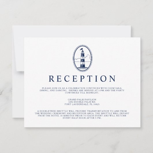 Nautical Style Lighthouse Reception Kaart (Voorkant)