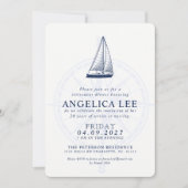 Nautical Style Pensioen Diner Verstuur Uitnodiging (Voorkant)
