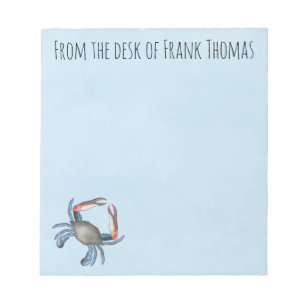Nautical Stylish Natuur Blue Crab Typografie Notitieblok