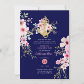 Nautical Sweet 16 Invitations Marine Blue Rose Flo (Devant)