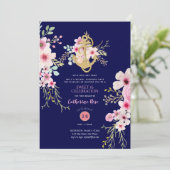 Nautical Sweet 16 Invitations Marine Blue Rose Flo (Debout devant)