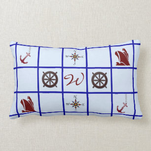 Nautical Symbols Monogrammed Kussen