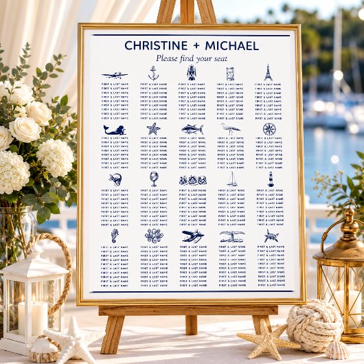 Nautical Table Symbols Wedding Seating Chart Poster