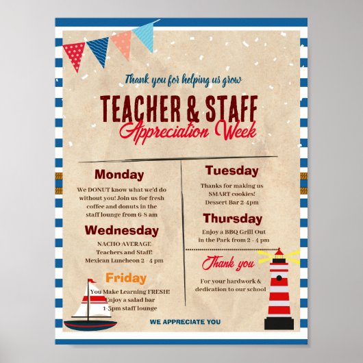 Nautical Teacher and Staff Appreciation sjabloon Poster (Voorkant)