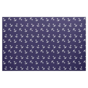 Nautical Theme Anchor Pattern on Navy Blue Stof