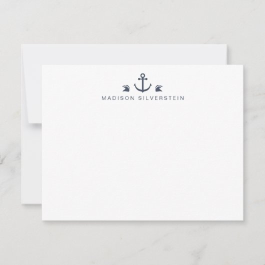 Nautical Theme Anchor Personalized Notitiekaartje (Voorkant)