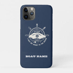 Nautical Theme Boat Name Navy Blue iPhone 11 Pro Hoesje