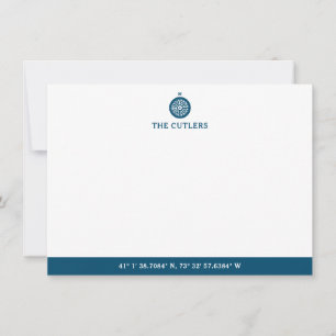 Nautical Theme Compass, Blauw, Gepersonaliseerd Notitiekaartje