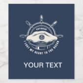Nautical Theme Navy Blue Jouw tekst Wijn Etiket (Enkel label)