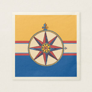 Nautical Theme Windrose Compass  Marina Servetten