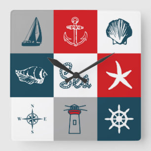 Nautical themed design vierkante klok