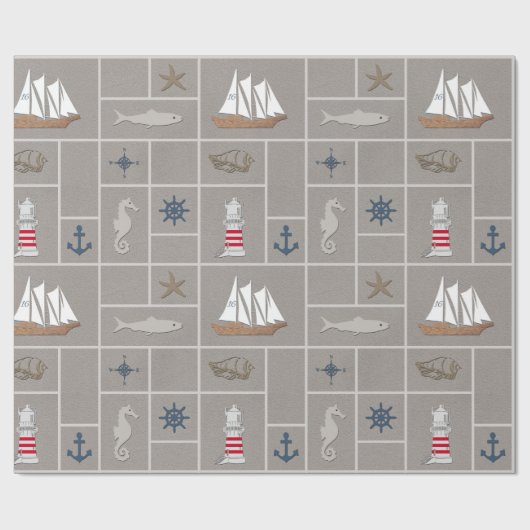Nautical themed illustration cadeaupapier (Vlak)
