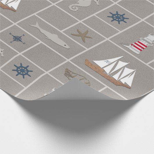 Nautical themed illustration cadeaupapier (Hoek)