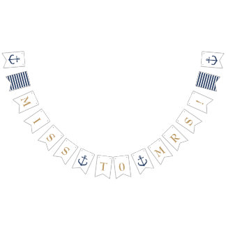 Nautical Thémw tegen Mrs-Bridal Bunting Banner