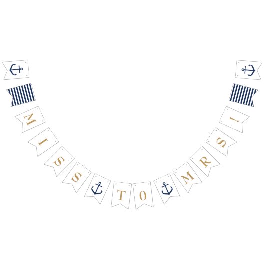 Nautical Thémw tegen Mrs-Bridal Bunting Banner (Alle)