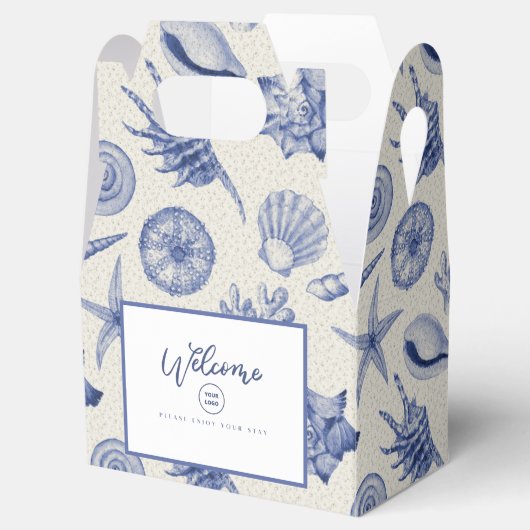 Nautical Thletic Blue Seashell Bedankdoosjes (Geopend)