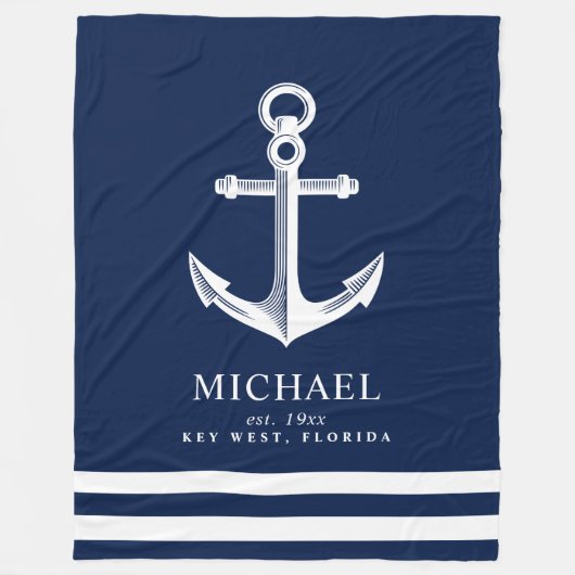 Nautical Thormed Anchor | Aangepaste naam Fleece Deken (Voorkant)