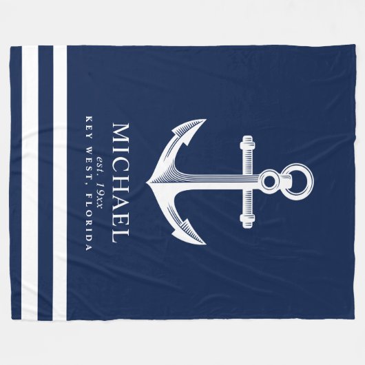 Nautical Thormed Anchor | Aangepaste naam Fleece Deken (Voorkant (Horizontaal))