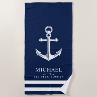 Nautical Thormed Anchor | Aangepaste naam Strandlaken