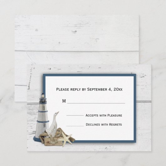 Nautical Thormed RSVP Kaartje (Voorkant / Achterkant)