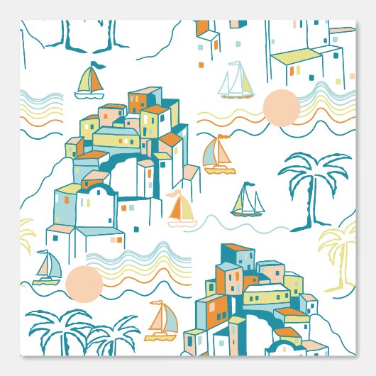 Nautical Town Print Behang (Voorkant)
