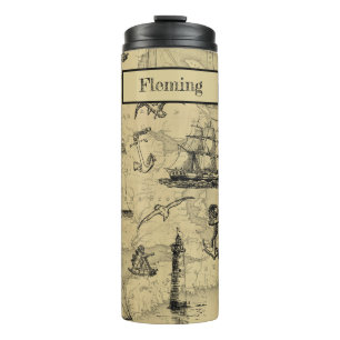 Nautical Travel Ships Sailing Jouw naam Thermosbeker