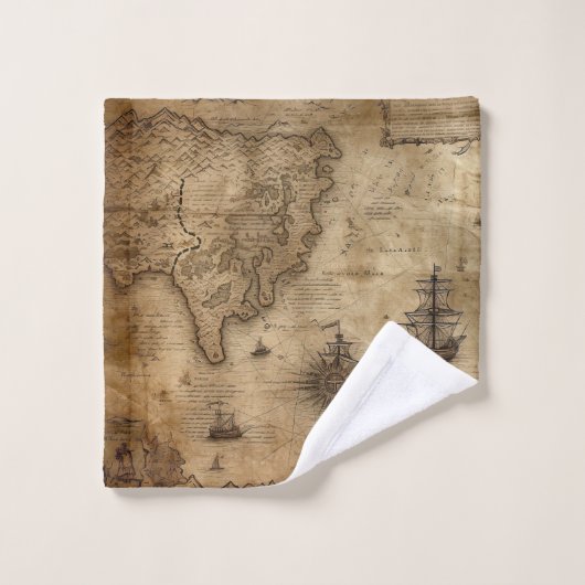 Nautical Treasure Map Bad Handdoek (Wasdoekje)