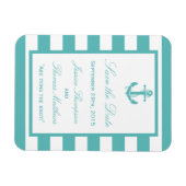Nautical Turquoise Stripe Anchor Save the Date Magneet (Horizontaal)