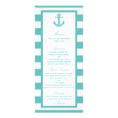 Nautical Turquoise Stripe Anchor Wedding Menu (Voorkant)