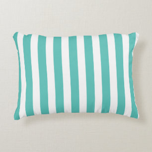 Nautical Turquoise & White Striped Accent Kussen