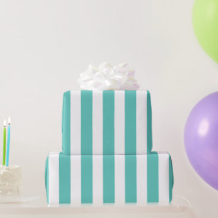 Nautical Turquoise & White Striped Cadeaupapier