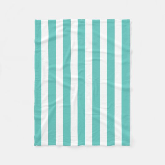 Nautical Turquoise & White Striped Fleece Deken (Voorkant)