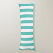 Nautical Turquoise & White Striped Lichaamskussen (Voorkant Verticaal)