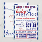 Nautical Twin Baby Boy Shower Uitnodiging (Voorkant / Achterkant)