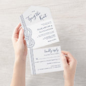 Nautical Tying De Knoop Touw Bruiloft All In One Uitnodiging (Afscheurbaar)