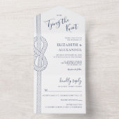 Nautical Tying De Knoop Touw Bruiloft All In One Uitnodiging (Binnen)