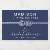 Nautical Tying the Knot Vrijgezellenfeest Favor Sparkling Wijnetiket (Enkel label)