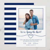 Nautical Tying the Knot Wedding Photo Save The Date (Voorkant / Achterkant)