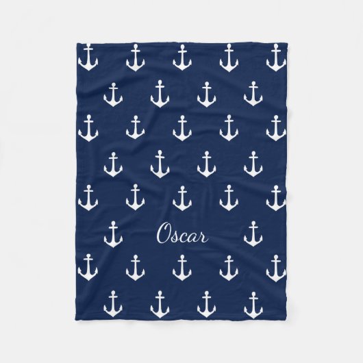 Nautical (u kiest achtergrondkleur) fleece deken (Voorkant)