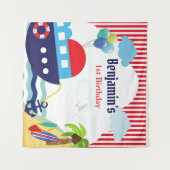 Nautical verjaardag / baby shower achtergrond bann wandkleed (Voorkant (horizontaal))