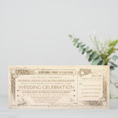 Nautical Vintage Wedding Invitation Pass d'embarqu (Debout devant)