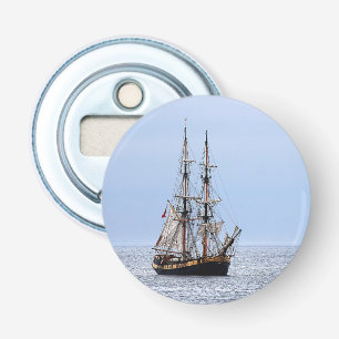 Nautical Vissen Boat Blue Skies Button Flesopener