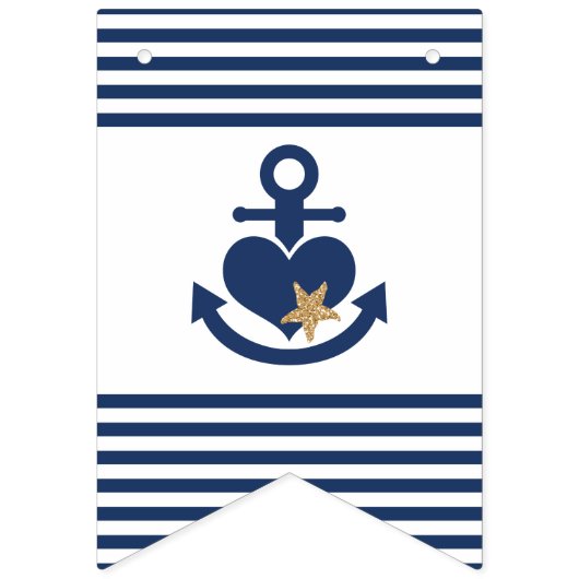 Nautical Vrijgezellenfeest Banner Navy & Gold (Eerste vlag)