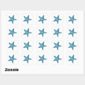 Nautical Watercolor Blue Starfish Vierkante Sticker (Vel)