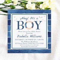 Nautical Waterverf Navy Blue Boy Baby shower