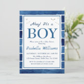 Nautical Waterverf Navy Blue Boy Baby shower Kaart (Staand voorkant)
