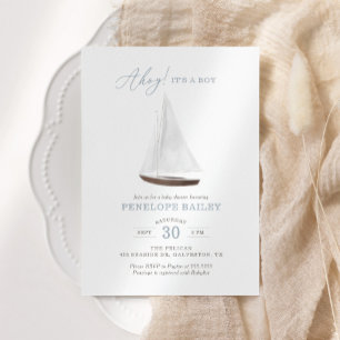 Nautical Waterverf Sailboat Baby shower Kaart